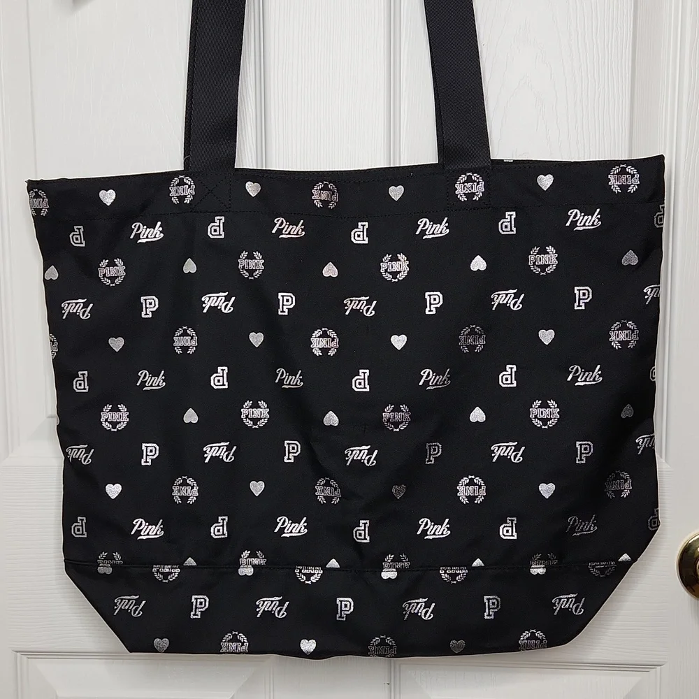 Pink by Victoria's Secret black tote with silver 